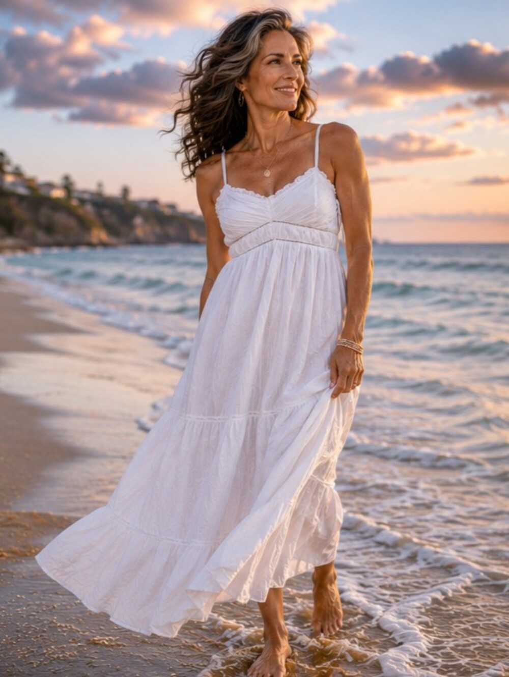NWT American Eagle White Smocked Maxi Dress Adjustable Straps Size M